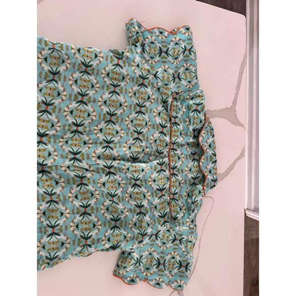 Brooks Ave Women's 2 Pc Scalloped Pajama Short Set English Garden Teal Size S - Picture 8 of 9